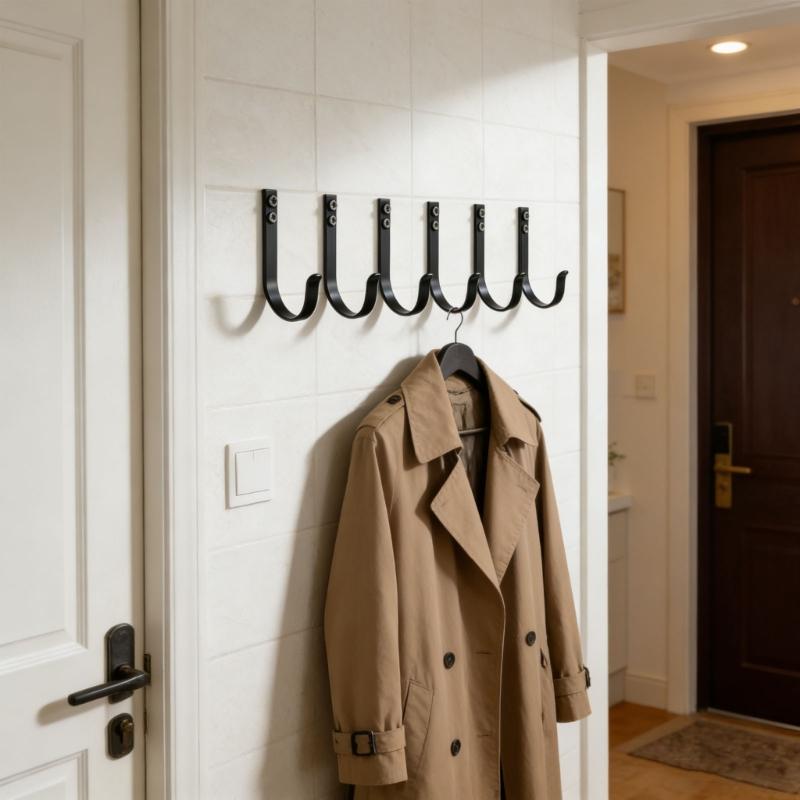 6PCS Black Metal Wall Hooks with High Weight Loading For Cooking Area Bathroom Garage Storage Easy To Install And Clean