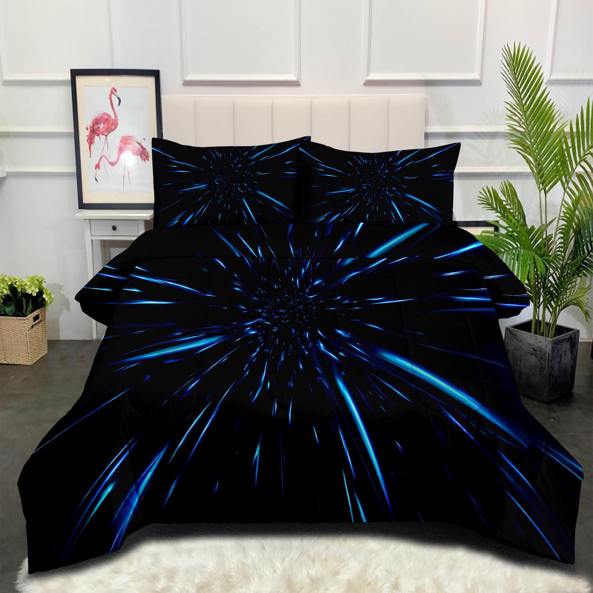 Blooming Vision Fat Quilt Digital Printing Bedding Thickened Quilt Three-piece Set Home Textile Quilt Cover 140*200cm