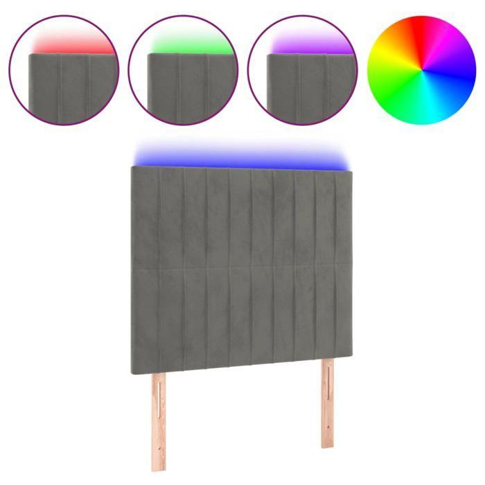 VidaXL Tête de Lit à LED Meuble de Chambre à Coucher Accessoire de Lit Simple Tête de Cadre de Lit Intérieur Gris Clair 3122704