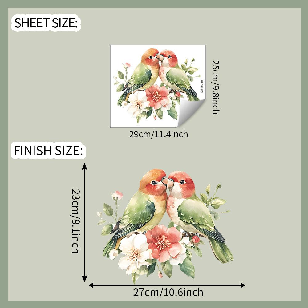 Couple Branches Birds Flowers Bathroom Toilet and Home Beautification Stickers