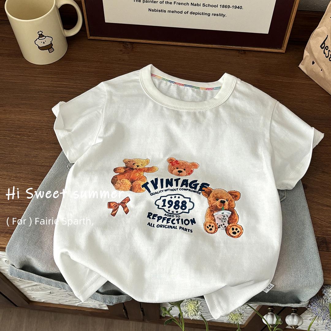 Kids  Cartoon 3D Cotton T-Shirt – Short-Sleeve, Summer, Cute Design 90 cm