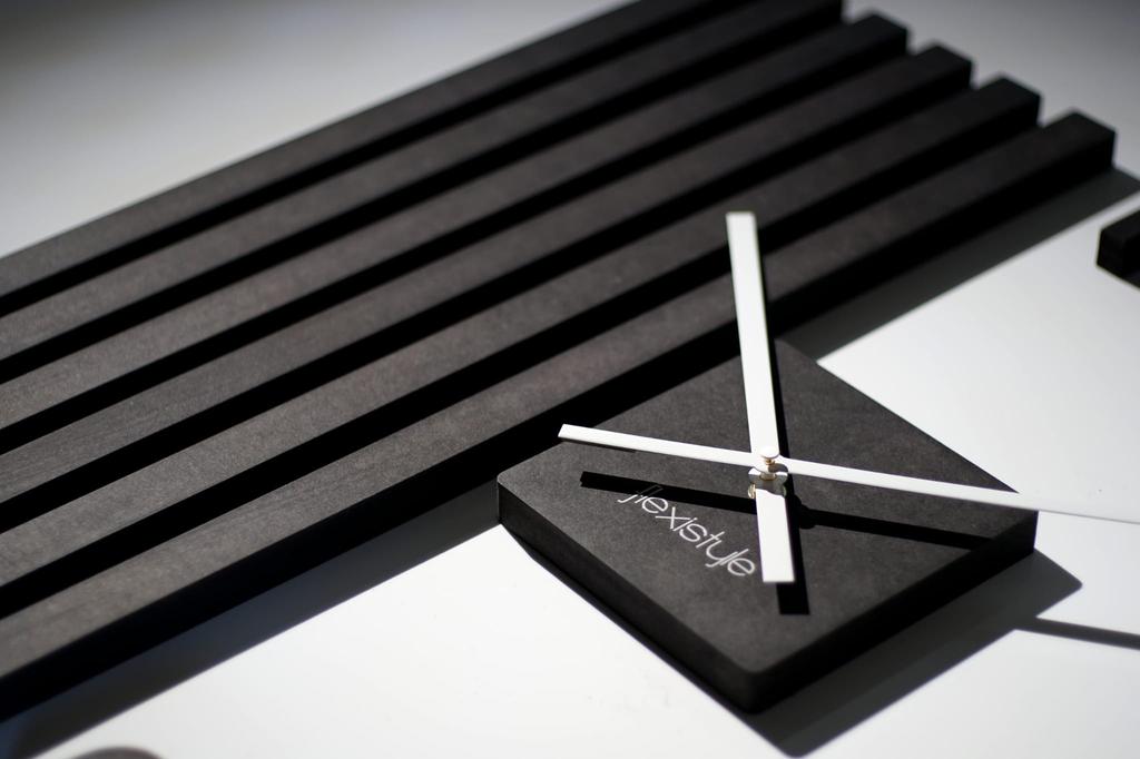 Black Wooden Lamella Wall Clock 60cm