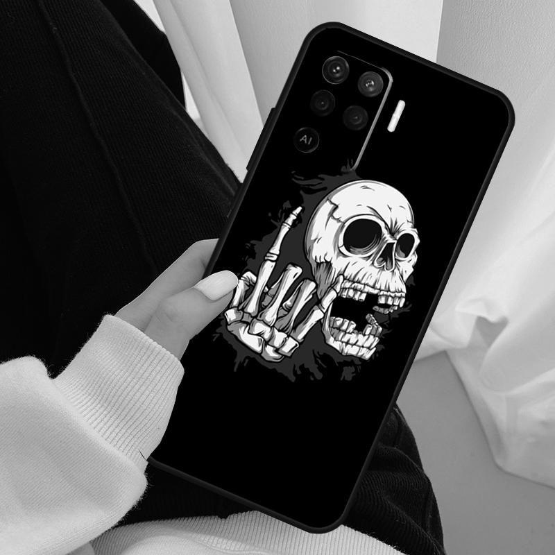 Rock and Roll Skull Case For Oppo A18 A38 A58 A78 A98 A80 A60 A40 A96 A76 A16 A94 A74 A54 A15 A17 A57 A77 A5 Pro
