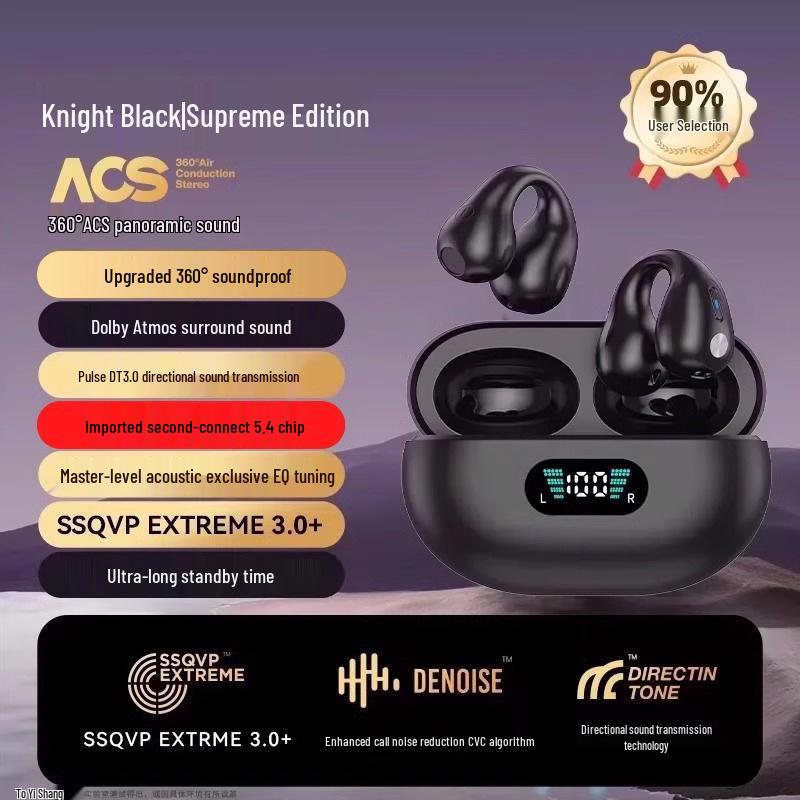 2025 New Wireless Air Conduction Ear Clip Headphones for Sports Running - Unisex In-Ear High-End Bluetooth