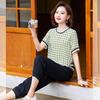 Middle-Aged Women's Striped Summer Casual Two-Piece Set