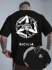 Vintage Sicilia Trinacria Symbol Grafik T-Shirt für Unisex Atmungsaktiv 100% Baumwolle Perfekt für Sommer Streetwear und Italienische Kultur Vibes