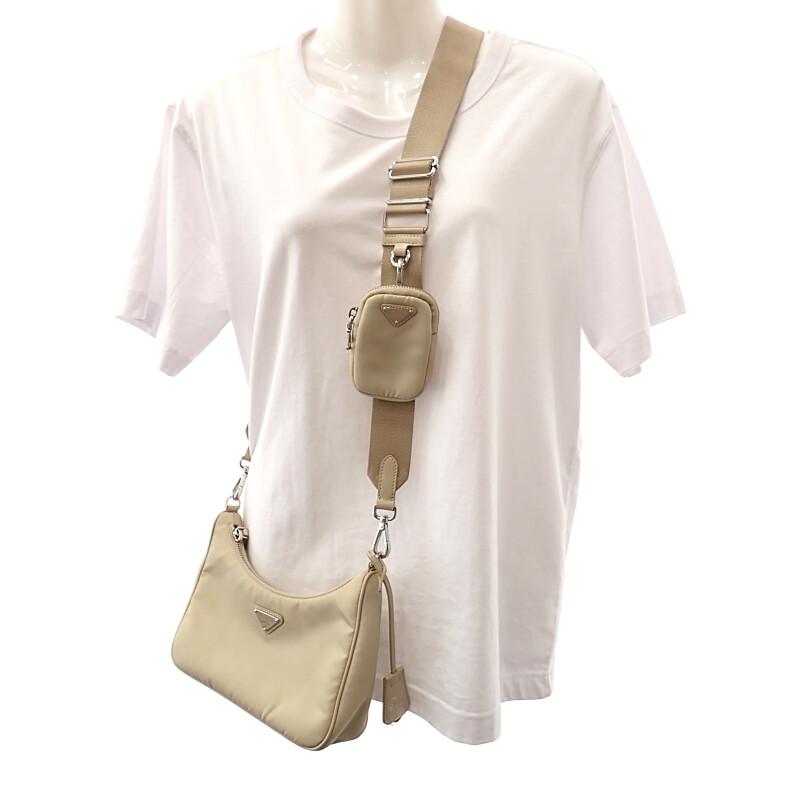 PRADA  1BH204 2WAY bag beige Nylon Women