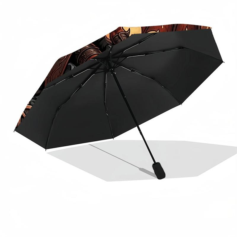 Demon Throne Hell pattern umbrella, portable and foldable design, 8 ribs, a casual accessory for Halloween, Christmas, and birthday gifts.