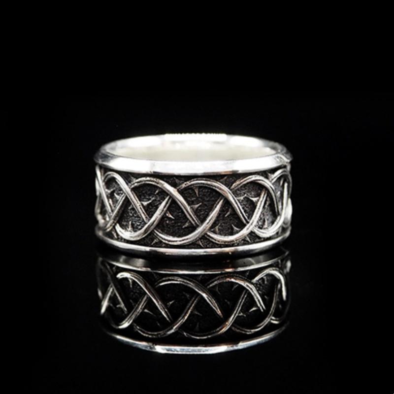 

Серебряное кольцо для пары Yin Taifei Silver Thorn с регулируемым размером - Оригинальный ретро-дизайн Open Adjustable