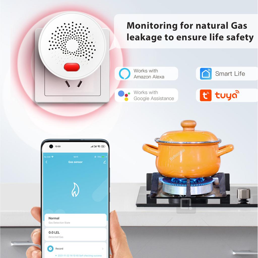 Bseed Zigbee Natural Gas Sensor Combustible Household Smart LPG Gas Alarm Detector Leakage Sensor Fire Safety Smart Home