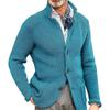 Men's Casual And Trendy Solid-color Warm Sweater Jacket, Men's Long-sleeved Button-up Stand-up Neck Knitted Sweater