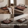 Serving Tray Elegant with Leather Handles Stylish for Entryway Organization
