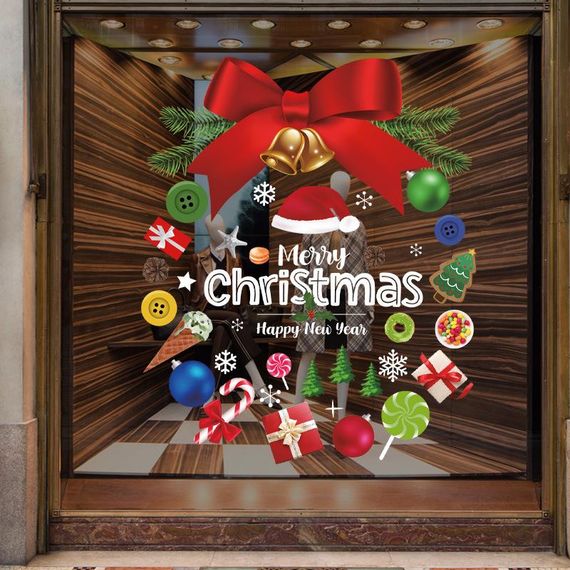 Merry Christmas Wall Sticker Window Glass Merry Christmas Decor for Home Living Room Wall Decor Happy New Year Sticker