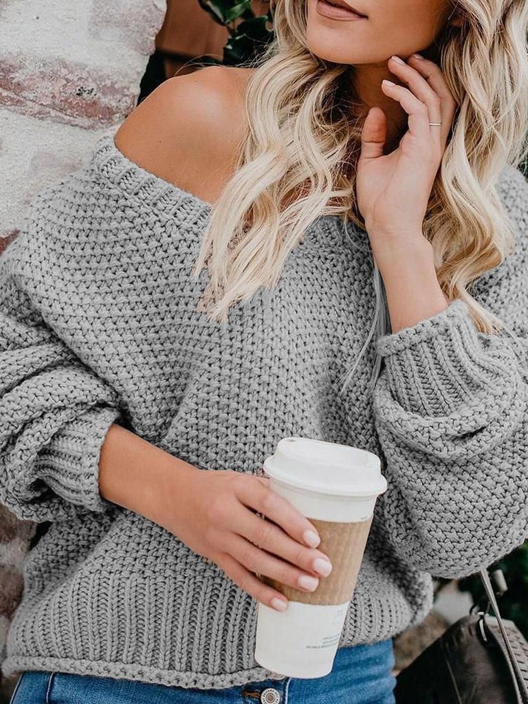Autumn New Arrivals Loose Knit V-Neck Sweater Women's Clothing