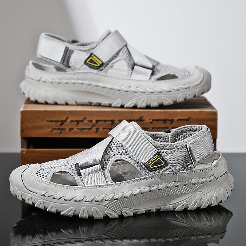 

Летние новые мужские полые сетчатые дышащие трендовые повседневные туфли универсальные сандалии импортные торговые взрывные ленивые туфли 38 серый