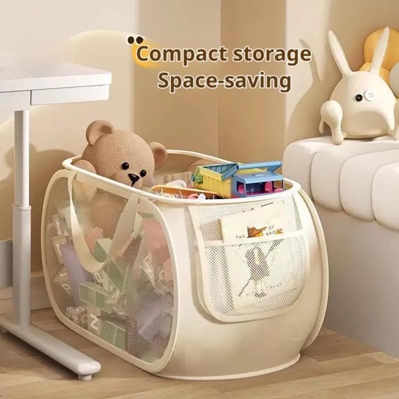Large Kids Toy Storage Bin, Extra Capacity Organizer Basket for Stuffed Animals & Plush Toys, Portable Handle Laundry Basket