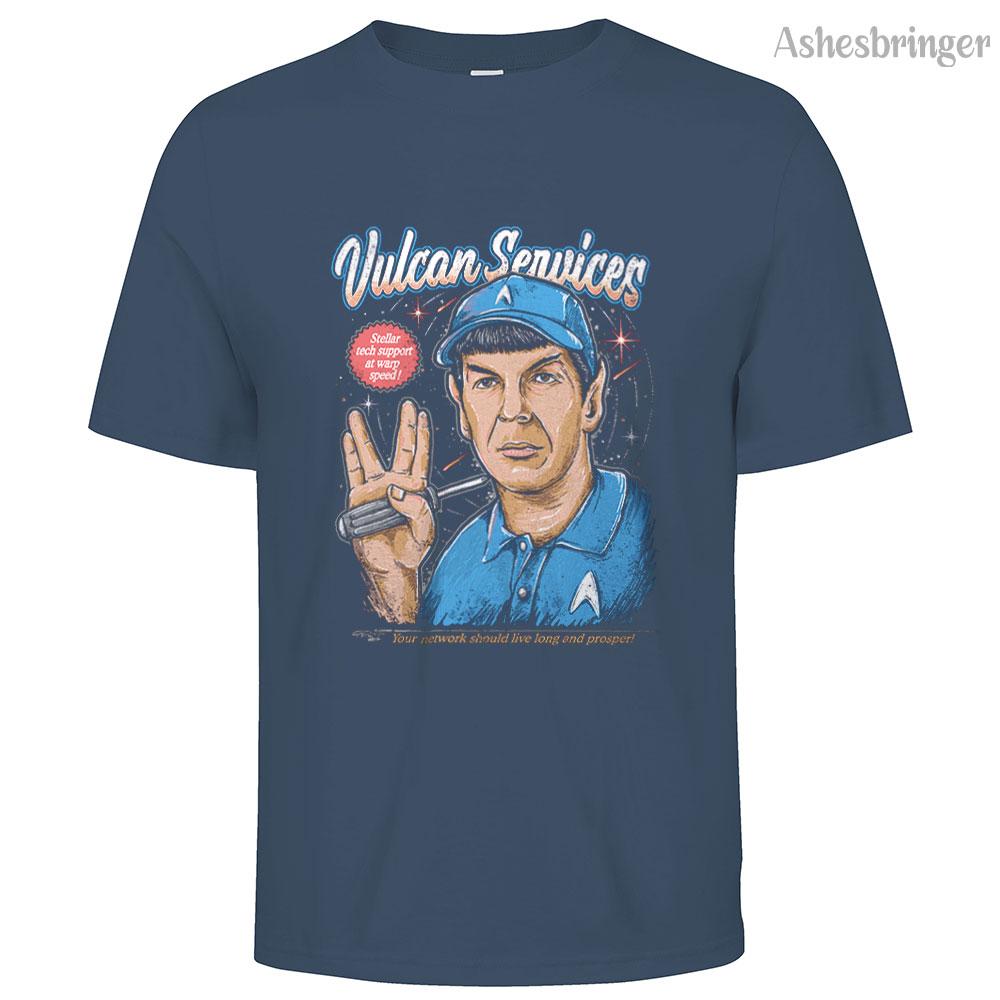 Mens Cotton Star Trek Vulcan Services Graphic T Shirt Street Casual Style Tee for Men and Women