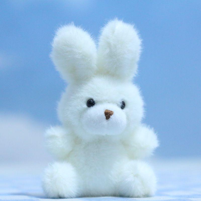 Charming Pink White And Gray Bunny Plush Keychain With Super Soft Fur