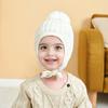 Children Hat Plush Ball Decor Twist Texture Lace-up Knitting Hat Solid Color Design Breathable Warm Winter Hat