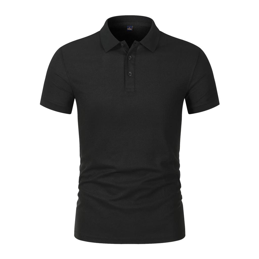 025 Summer New Men's Short Sleeved Solid Color Polo Shirt Breathable and Comfortable Elastic Top Casual Business New Style