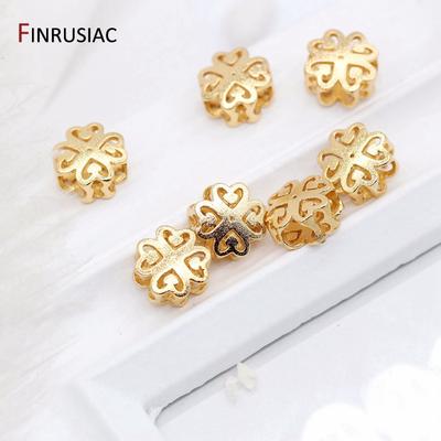 Perles Métalliques en Laiton Plaqué Or 14K Forme Fleur Pour Matériaux de Perles Faits Main Accessoires de Fabrication de Bijoux DIY