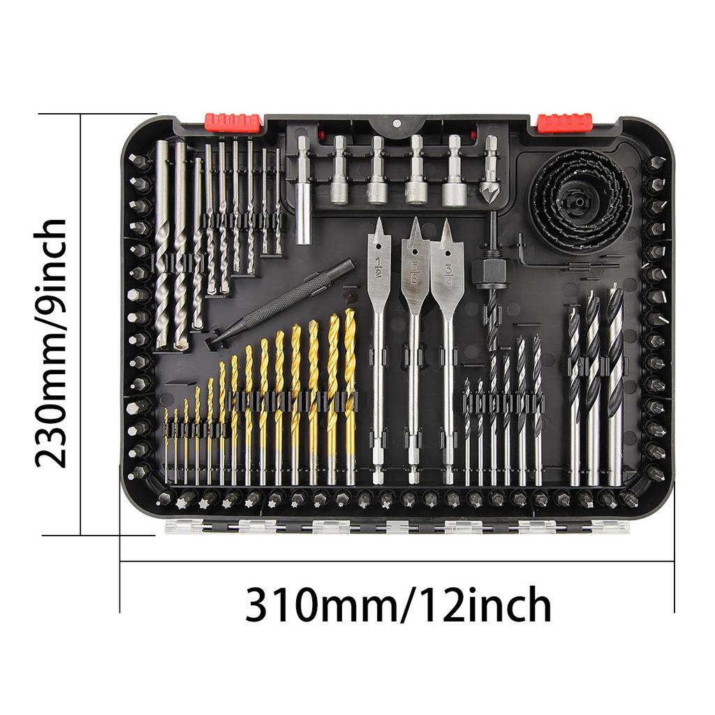 100pcs Drill Bit Set,100 Pieces Impact Driver Bits & Screwdriver Bits Set,for Drilling Metal,Wood,Masonry and Plastic,Cement