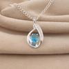 Swiss Blue Topaz Gemstone 925 Sterling Silver Women Jewelry Designer Zircon Pendant 1.4" For Birthday Gift CZP-16-12