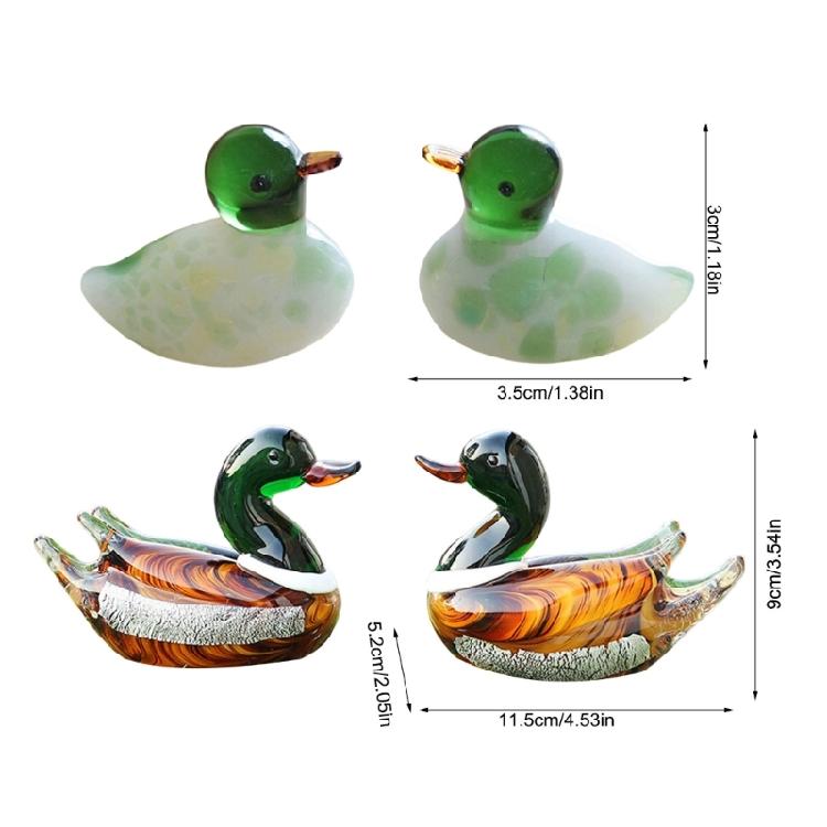Art Glass Duck Miniature Animals Collection Glass Duck Figurines Tabletop Ornament for Home Office Decorations Gift