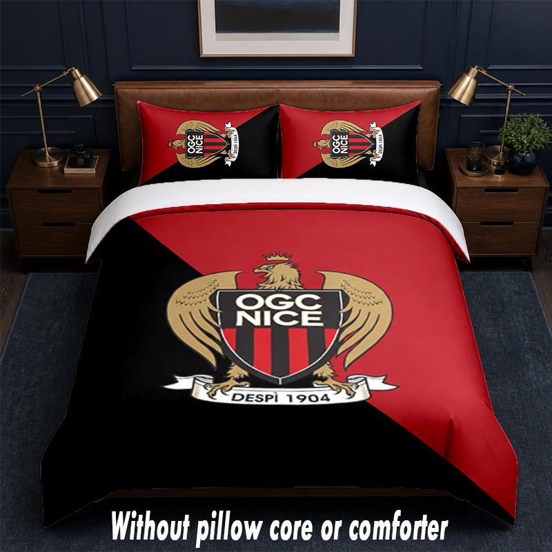 OGC Nice FC Design Bed Bedding Set 1 Duvet Cover + 2 Pillowcases Soft Breathable Household Bed Linens
