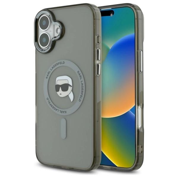 Karl Lagerfeld Klhmp16Mhlskik Iphone16 Plus 6.7 Czarny/Black Hardcase Iml Metal Karl Head Magsafe