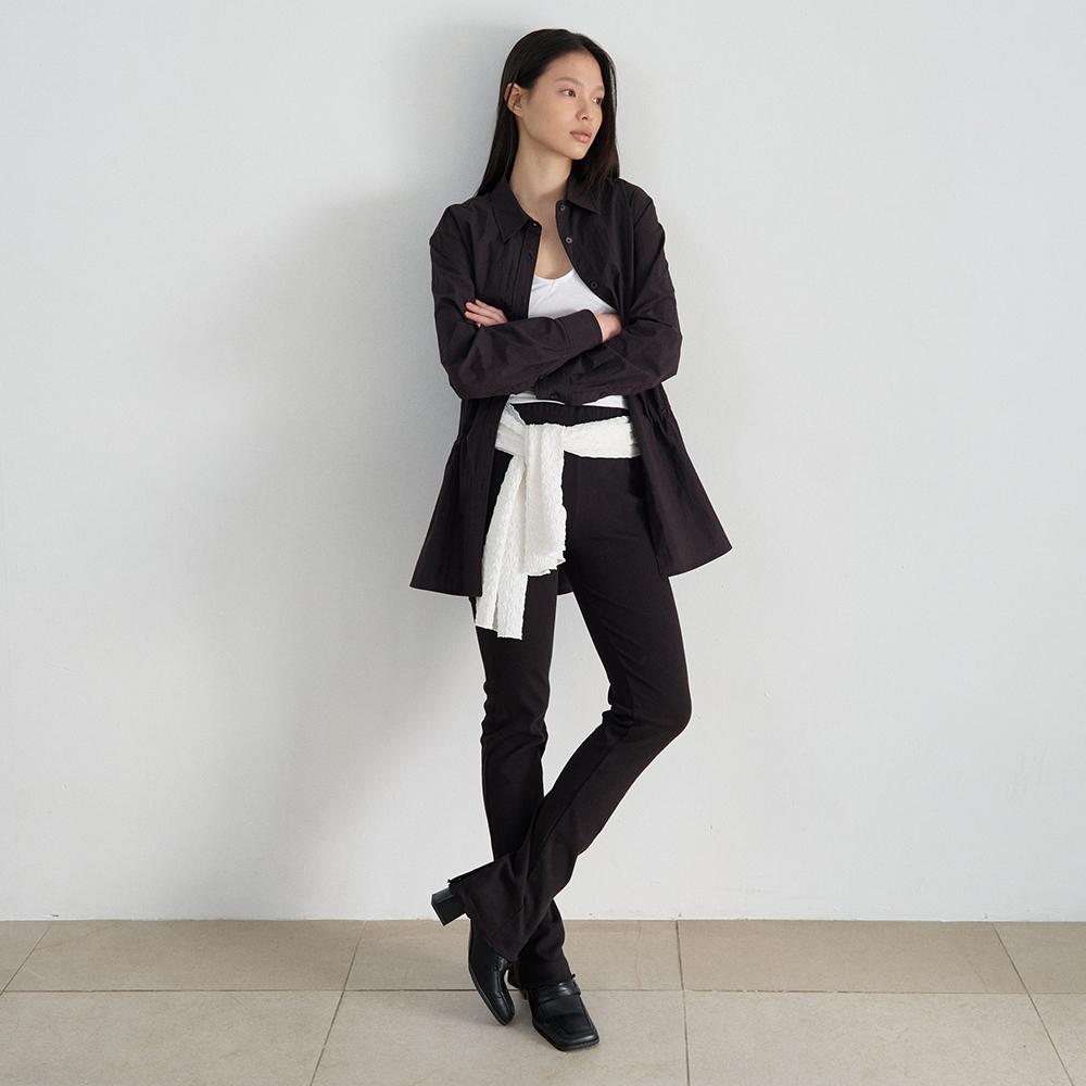 NOEUD Rib Button Leggings Pants (Black)