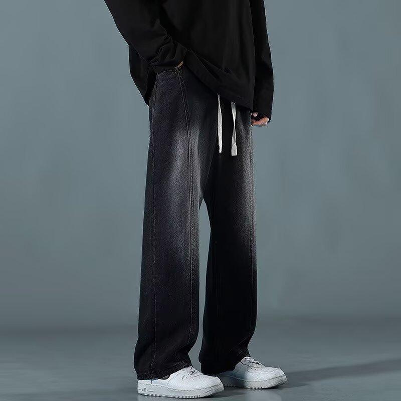 Micro-pull Jeans Men's Gradual Change Casual Straight Slim Trousers Spring and Summer American High Street Trend Versatile Pants Men