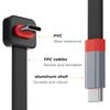 Câble d'extension FPC USB-C 60 mm à 90 degrés Alliage d'aluminium Double Blindage Mâle Femelle 10 Gbps Charge Rapide 3A Pliable Portable