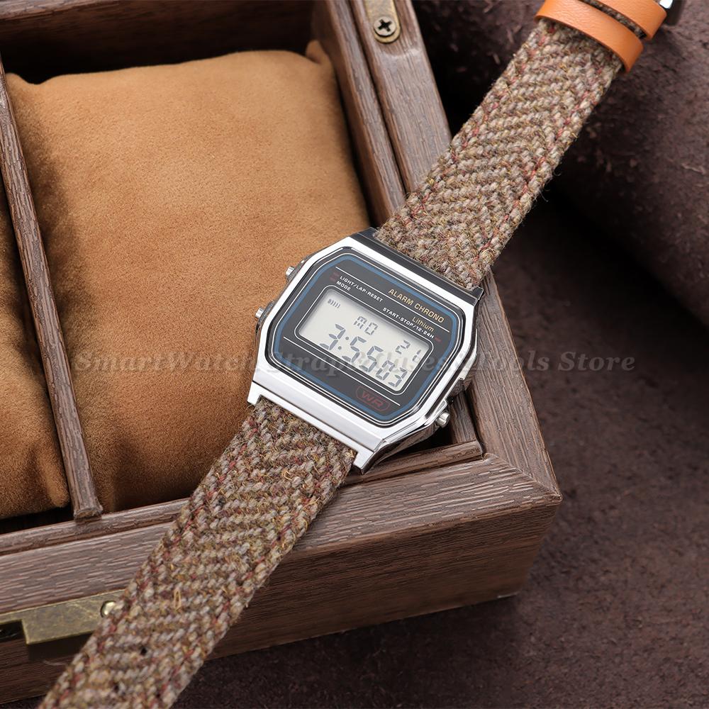Echtes Leder Nylon Uhrenarmband 18mm 20mm 22mm Universelle Uhrenarmbänder Herren Damen Vintage Gewebe Schnellverschluss Armband Armband
