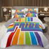 Rainbow Bedspread Queen/Full People Celebrating International Day for LGBT Community Quilt Set Colorful Rainbow Striped Coverlet