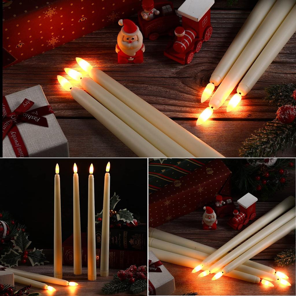 Flameless Taper Candles with Remote Battery Operated Flickering Wick LED Candle for Wedding Christmas Holiday Party Home Decor