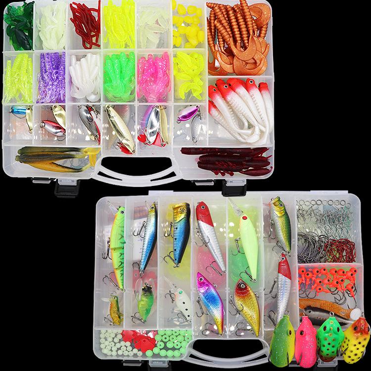 Lure Spinner & Soft Bait Thunder Frog Minnow Hook Combo Set In Box