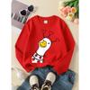 Girls' Crewneck Sweatshirt Duck with Hearts And Red Hat Machine Washable, Spring And Autumn, Sportswear And Casual Wear
