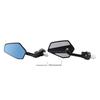 Artudatech Motorcycle Bar End Mirrors, Universal, CNC Machined Aluminum, Blue Glass, Fits 22mm (7/8 inch) Handlebars, Diamond Shape, Anti-Glare Convex