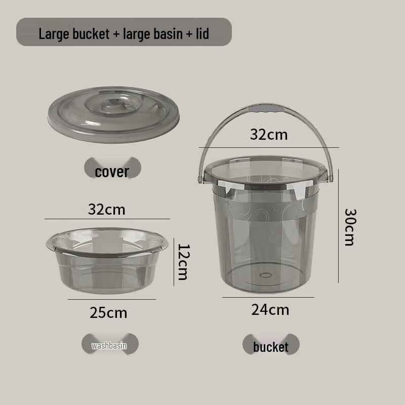 ZISIZ Thickened Transparent Multi-purpose Water Bucket with Lid