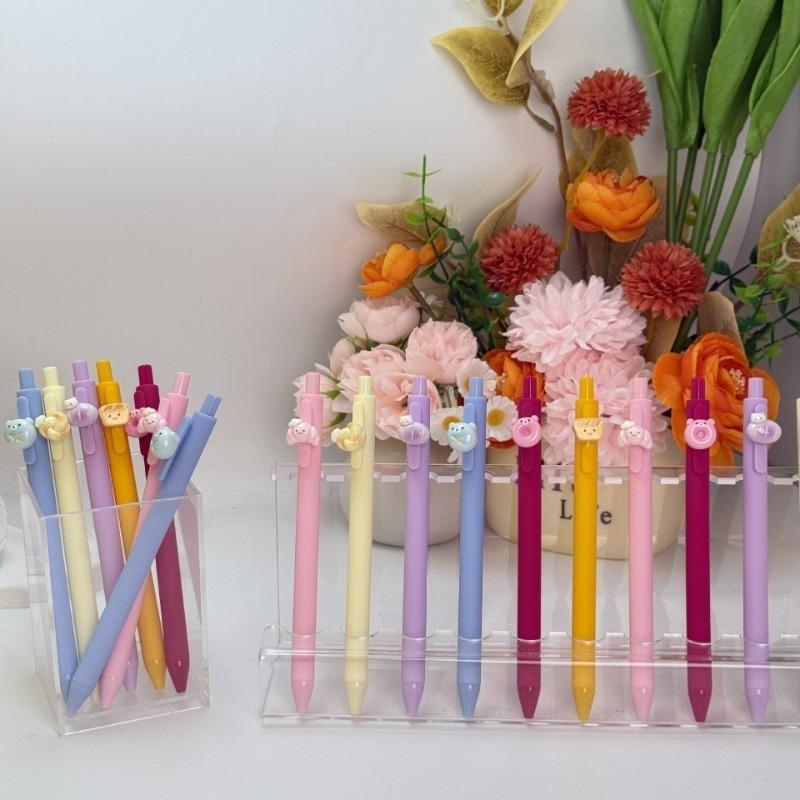 13Pcs Cute Sweet Pink Neutral Pen Cartoon Press Pen Smooth Writing School Stationery Office Supplies Gifts Back To School Season Gifts