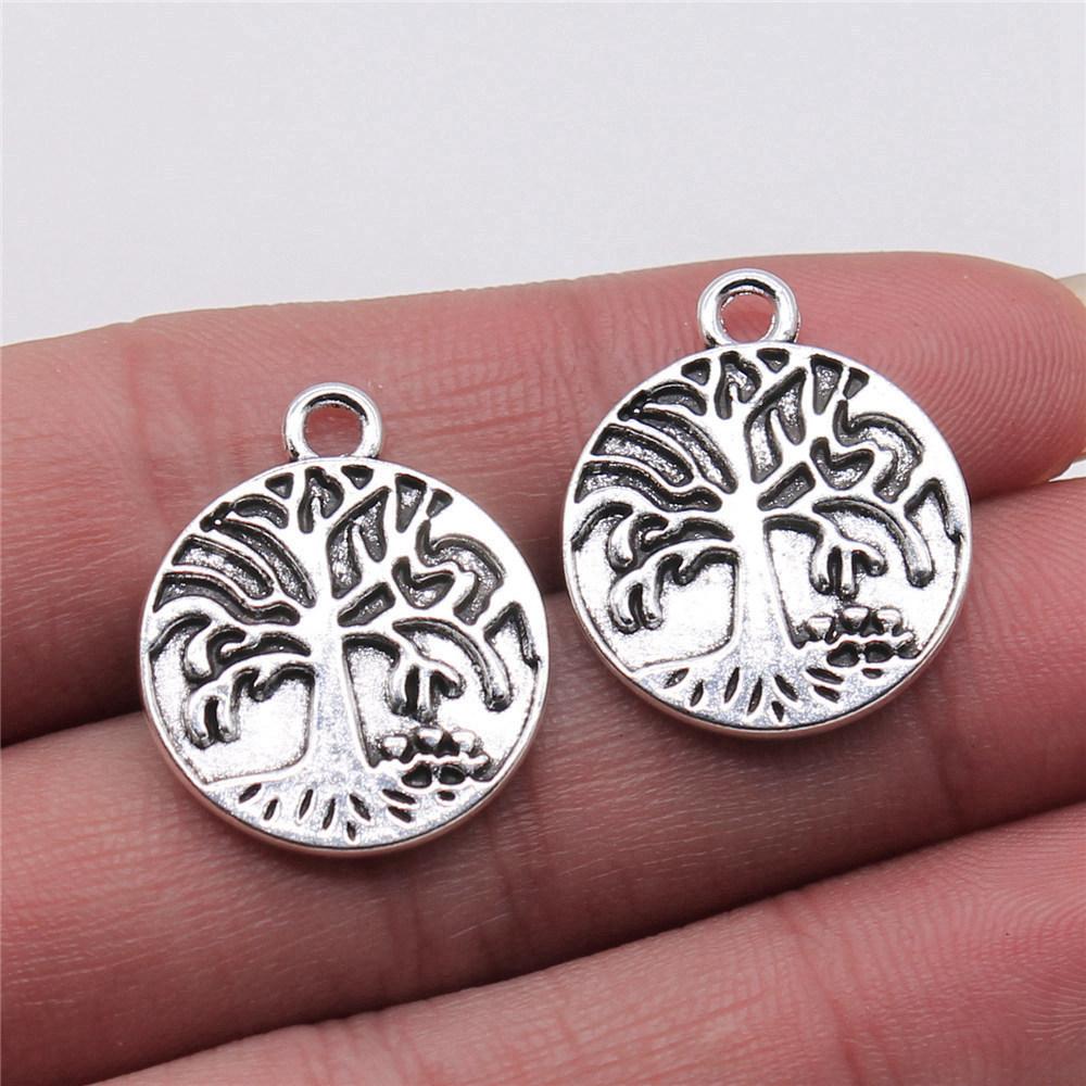 Charms Round Tree Of Life Pendants Vintage Jewelry Supplies QC109