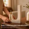 Abstract Geometric Sculptural Ornament Versatile Stone and Metal Tabletop Decor