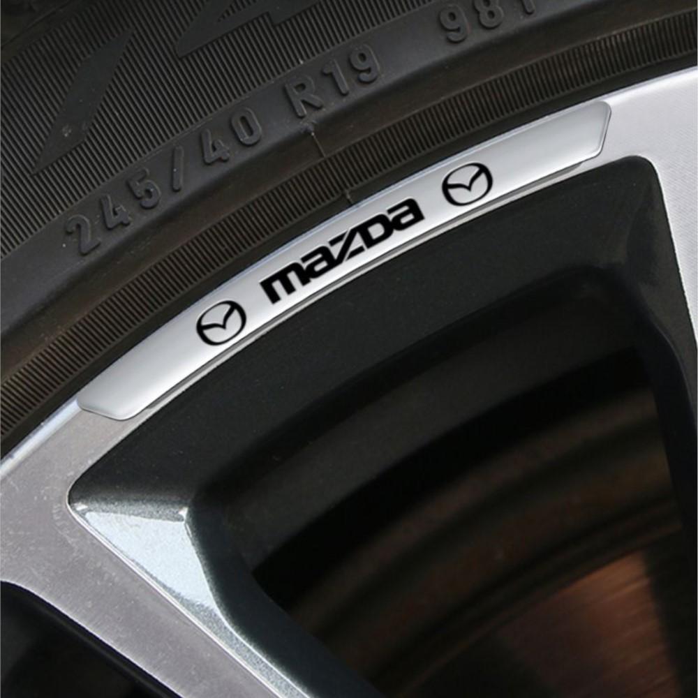 4pcs Aluminum Car Badge Wheel Hub Stickers Auto Rims Decoration Decal For Mazda Speed Demio Axela MS 3 5 6 BK CX-5 CX-3 CX7 CX-7