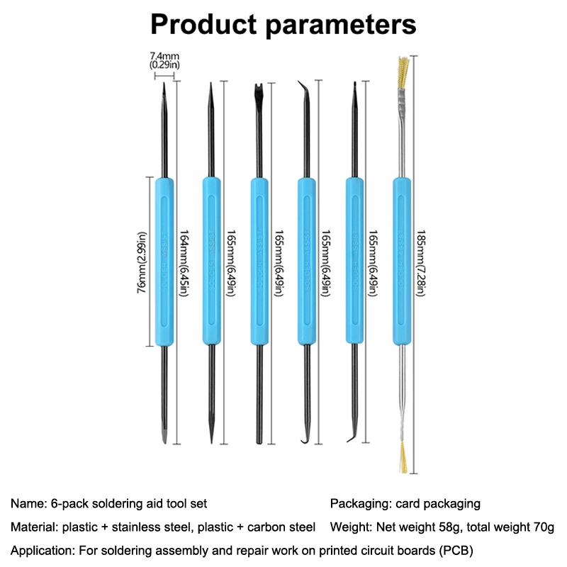 6-Piece Soldering Aid Kit Pcb Cleaning And Maintenance Tools Repair And Soldering Aids Circuit Board Soldering Accessories