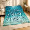Christ Strength Quote Coral Fleece Blanket Christian Faith Decor