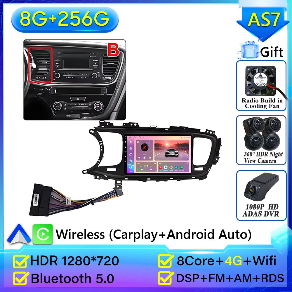 Autoradio Android 16 pour Kia K5 Optima 2011-2015 GPS Android Auto Carplay Wifi 4G Autoradio Stéréo Sans écran 2din DVD