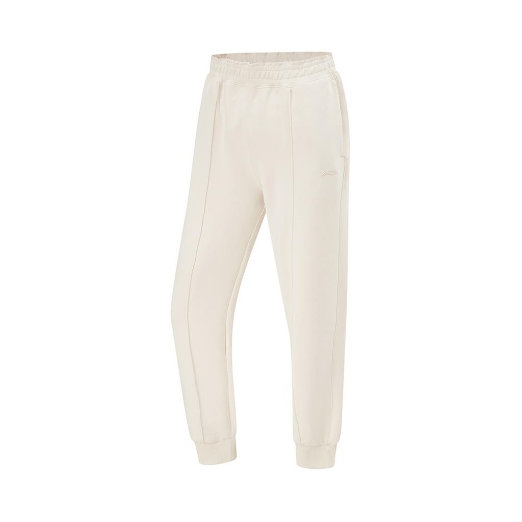Li Ning Fitness Series Solid Color Mid Waist Tapered Knit Sports Pants Women Bottoms AKLU104-2
