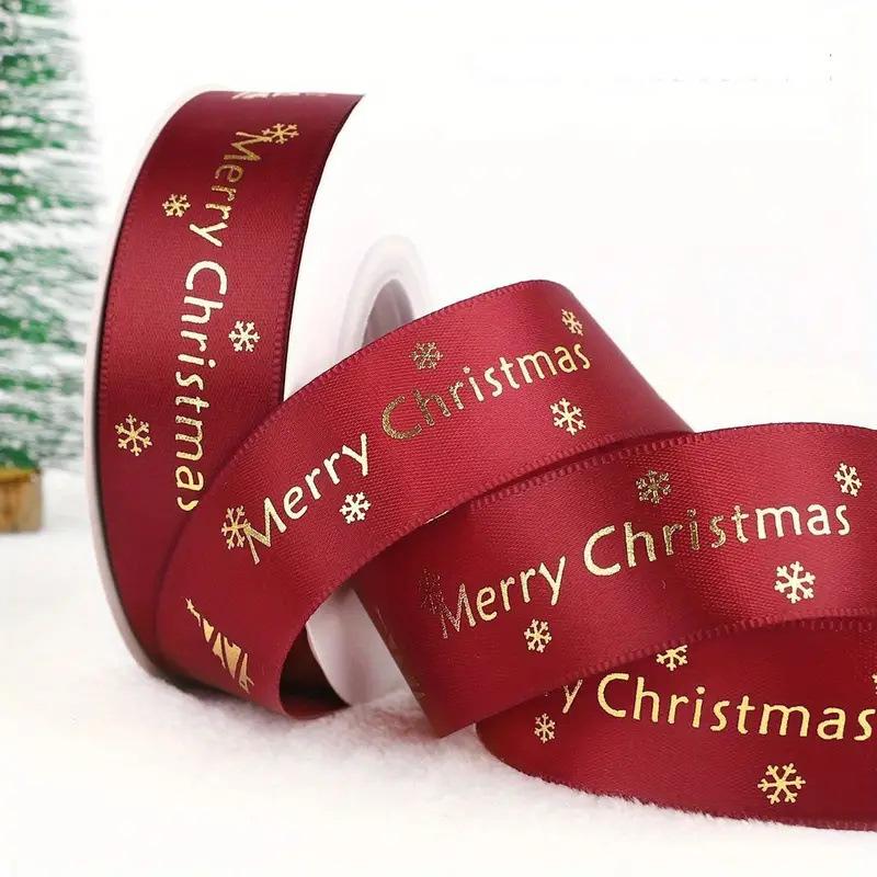 Christmas Ribbon: Colorful Glossy Satin with Hot Stamping - 2.5cm for Gift Packaging & Party Decor