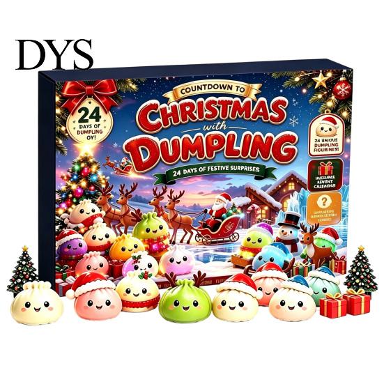 Stocking Stuffers for Kids 2026 Christmas Squeeze Toy Advent Calendar, 24-Day Dumpling Bun Fidget Surprise Gift Box Countdown Box, Soft TPR